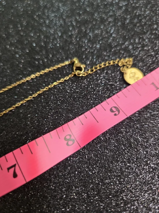 Plunder "Ella" Gold Bar Necklace with Pink and Blue Accents Non Tarnish - Picture 8 of 9